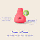 Dame Aer Air Pulse Suction Vibrator Coral with USB-C charging, waterproof, and travel-lock features.