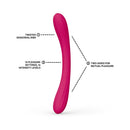 Lelo Boomerang Double Ended Vibrator Cerise showcasing twisted sensorail ribs and dual sides for mutual pleasure.