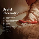 Lelo Boomerang Double Ended Vibrator Plum features useful information about charging, interface, and specifications.