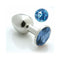Pretty Plug Large Blue Anal Toy with a sparkling blue gem and stainless steel finish.