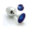 Pretty Plug Medium Heliotrope Anal Toy featuring a stainless steel design with a blue Swarovski crystal.