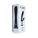OhMiBod Fuse Interactive Dual Stimulator Black product packaging with Bluetooth functionality for couples.