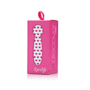 OhMiBod Lovelife Discover Bullet Vibrator Pink packaging with heart designs and a hanging ribbon.