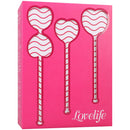 Ohmibod Lovelife Flex Kegel Exerciser 3-piece Set Pink packaging featuring three heart-shaped weights.