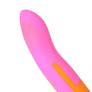 Adam & Eve Charmed Liquid Silicone G-Spot Dildo with pink and orange ombre finish for sensitive pleasure.