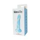 Packaging for Adam & Eve Wonder Liquid Silicone Dildo Blue featuring a soft cloud-inspired design.