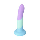 Adam & Eve Bliss 6.5 Inch Liquid Silicone Dildo in soothing ombre colors for sensual play.