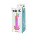 Adam & Eve Whimsy Glow-in-the-dark Dildo packaging featuring vibrant ombre colors and glow-in-the-dark feature.