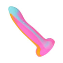 Adam & Eve Whimsy Glow-in-the-dark Dildo in vibrant ombre colors showcasing its non-phallic design.