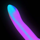Adam & Eve Whimsy Glow-in-the-dark Dildo showcasing colorful glow and smooth design for couples' exploration.