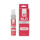 JO Blo Strawberry Lemonade Oral Pleasure Gel 1 Oz with its packaging, showcasing the flavor and texture.