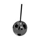 Kheper Games Soccer Ball Disco Cup Silver designed as a mirrored disco ball drink cup with a black straw.