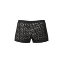 Male Power Ripple Pouch Short Black S in sleek black wavy lace with a modern ripple pattern.