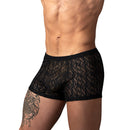 Male Power Ripple Pouch Short Black L showcasing a modern wavy lace design for style and comfort.