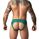 Male Power Ripple Moon Jock Teal S/M showcasing a modern jock design in eye-catching teal color.