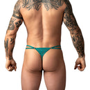 Male Power Ripple Micro V String Teal L/XL showcased from the back, featuring a bold teal design and minimal coverage.