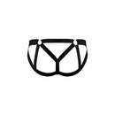 Male Power Mesh 2.0 Strappy Ring Jock Black L/XL back view showcasing strappy design and sheer mesh.