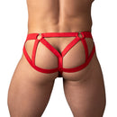 Male Power Mesh 2.0 Strappy Ring Jock Red S/M showcasing the back view with strappy design and contoured pouch.