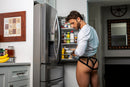 Male Power Mesh 2.0 Strappy Ring Jock Red S/M showcased in a stylish kitchen setting.