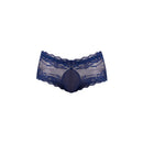 Male Power Sassy Lace Mini Short Sheer Pouch Navy L showcasing elegant lace design and sheer pouch for men.