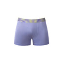 Male Power So Cumfy Gingham Boxer Brief Purple XL front view with yellow gingham waistband.