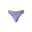 Male Power So Cumfy Gingham Thong Purple S/M featuring a playful gingham pattern and supportive fit.