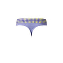 Male Power So Cumfy Gingham Thong Purple L/XL featuring a playful gingham pattern and comfortable thong design.