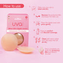 Uva Circular Nipple Covers Cocoa packaging with usage instructions for seamless coverage.