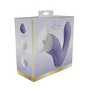 Vive Dolce Callalily G-Spot Tapping Vibrator Light Purple packaging design highlighting features.