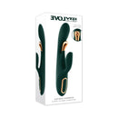 Evolved Golden Goddess G-spot Flicker Vibrator Green packaging showcasing flicking G-spot arm and external stimulator.