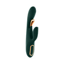 Evolved Golden Goddess G-spot Flicker Vibrator Green side view with rose gold accents and controls.