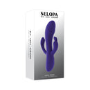 Selopa Triple Tickle 3-point Stimulation Vibrator Purple in sleek packaging, showcasing its ergonomic design.