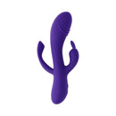 Selopa Triple Tickle 3-point Stimulation Vibrator Purple with a chunky vibrating shaft and clitoral rabbit.