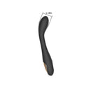Spectrum Essentials Silicone G-spot Vibrator Black side view with measurements, designed for G-spot and A-spot stimulation.