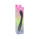 Spectrum Essentials Silicone G-spot Vibrator Black in packaging with a gradient color background.