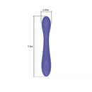 Spectrum Essentials Silicone G-spot Vibrator Purple dimensions, showcasing its 7.5 inches length and 1.25 inches width.