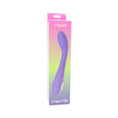 Spectrum Essentials Silicone G-spot Vibrator Purple packaging showing its unique shape and design.