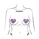 Pastease Tits My Birthday Heart Breast Pasties With Confetti on a body illustration.