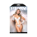 Fantasy Lingerie Purely Promiscuous Angel Costume Set L/XL displayed in packaging, featuring a seductive four-piece look.
