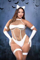 Fantasy Lingerie Midnight Purr Cat Costume Set 3XL/4XL featuring a sheer teddy and accessories.