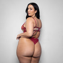 Fantasy Lingerie Elusive Anya Teddy Underwire 3XL/4XL featuring a plus-size model in a seductive lace teddy.