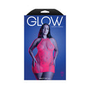 Fantasy Lingerie Glow Back It Up Halter Dress Queen Size displayed on a model, showcasing floral knit and fishnet design.