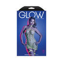 Fantasy Lingerie Glow Warning Sign Gartered Dress with neon net design and alluring silhouette.