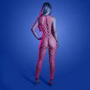Fantasy Lingerie Glow Want It All Reversible Bodystocking OS in rhinestone netting, showcasing a reversible design.