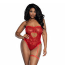 Dreamgirl Sequined Plus Size Teddy Red 3X/4X showcasing a stunning red sequined teddy with heart cutout.