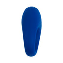 Je Joue Mio V2 Vibrating Cock Ring Blue showcased from the side, emphasizing its sleek design and vibrant blue color.