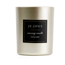 Je Joue Luxury Leather Massage Candle 160g in a silver container with a black label design.