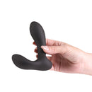Love Notes Escapade App Controlled Vibrator Black held in hand, showcasing its sleek design and versatility.