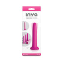 Inya Vibrating Gliders Silicone Vibrator Pink packaging showcasing the 4pc stackable dilator set in vibrant pink.