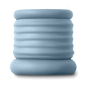 Renegade Buster Silicone Ball Stretcher Gray displayed in a sleek, two-piece silicone design for ball play.